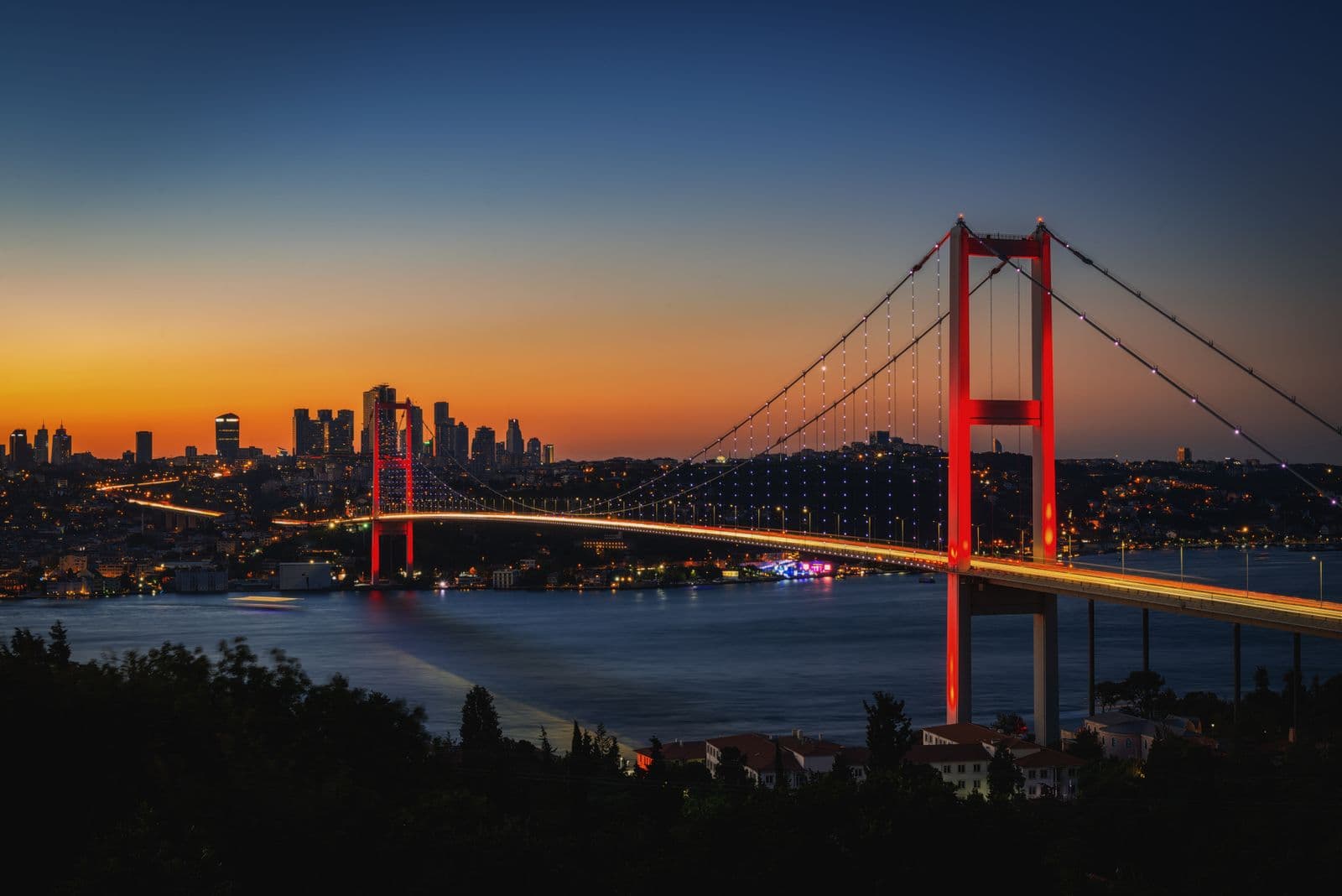 The Bosphorus Bridge in Istanbul at sunset